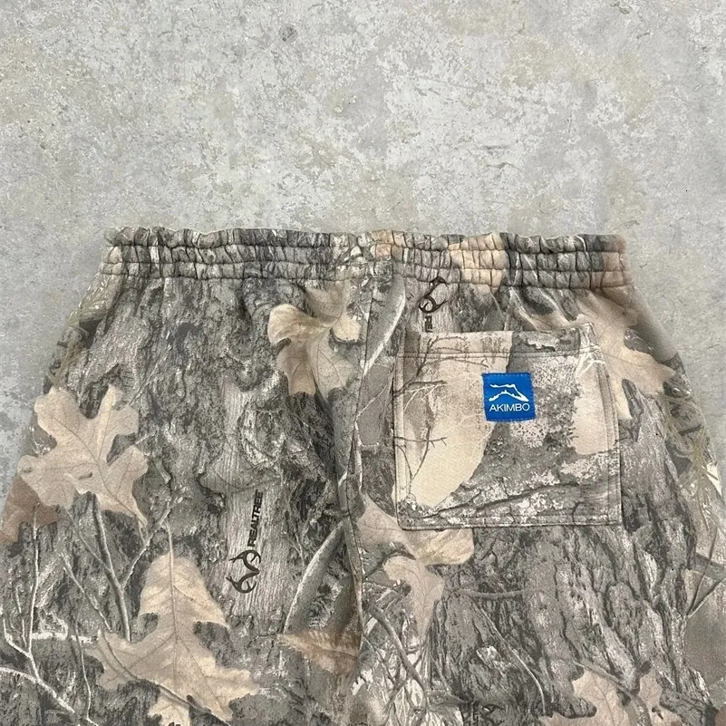 Y2K Streetwear MenCamouflage Padrão Impresso High Street Hip Hop Sweat Homens Oversized Unissex Casual Camo Calças Largas_voghion.com