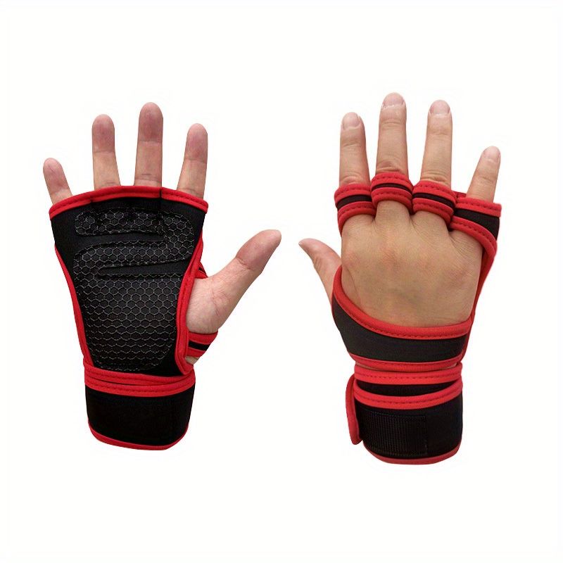 Unisex Fingerless Gloves: Perfect for Weightlifting, Gym Workout, Bodybuilding Dumbbell Training - With Hook & Loop_voghion.com