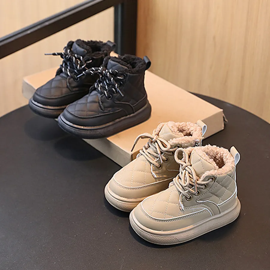 Kids for Boys Girls High Quality Winter Plus Plush Warm Waterproof Children Cotton Sport Shoes Cutefeet Sneakers Baby_voghion.com
