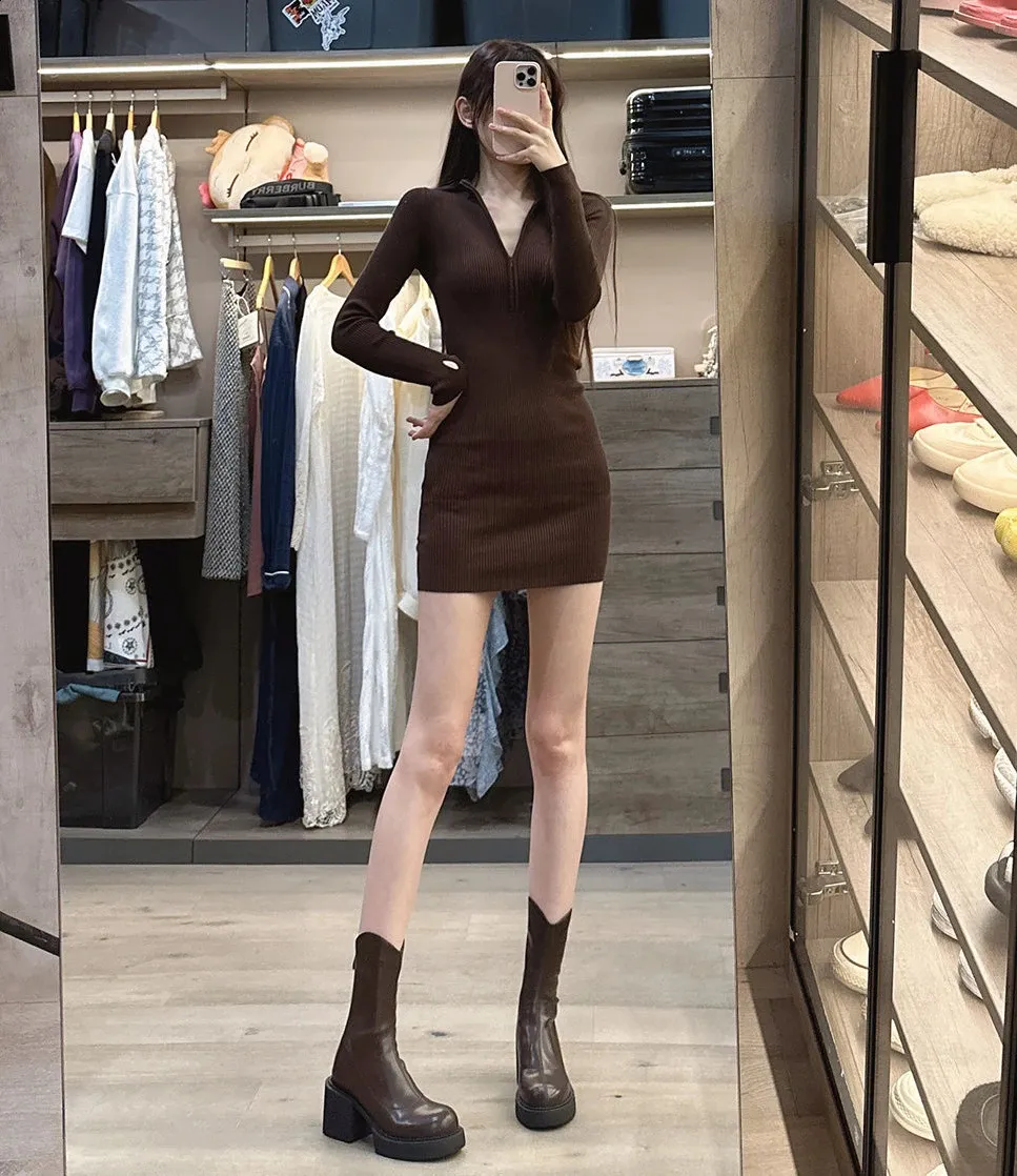 High ankle work very high heels brown short and chubby platform womens waterproof boots black Pu 240911_voghion.com