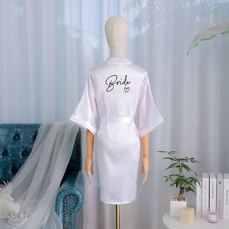 Bride TEAM Bridal Group Morning Women's Sleeping Robes Makeup Wedding Simulation Silk Bathrobe_voghion.com