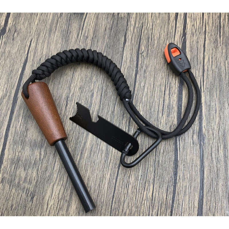 Wooden Handle 10 * 100 Solid Magnesium Rod, Outdoor Survival, Extended Umbrella Rope, Camping Flint Rod_voghion.com