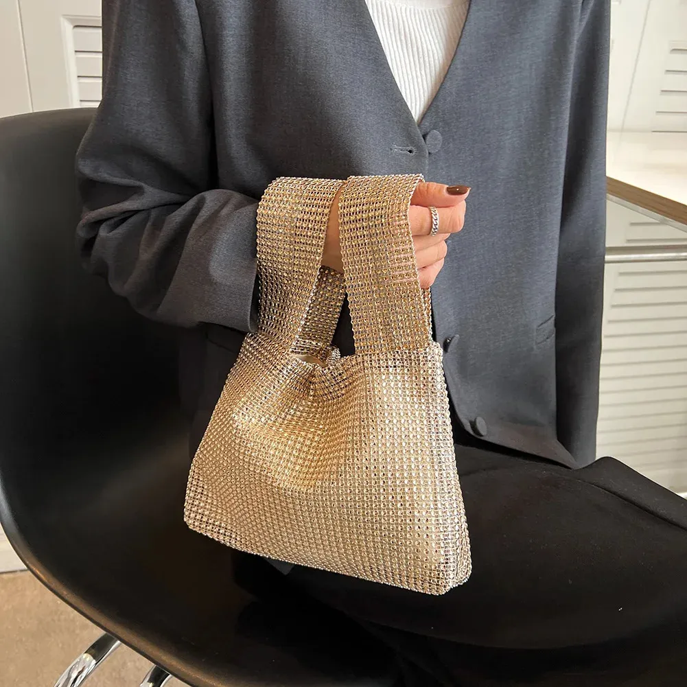 Sera per le donne piccola tote cristallo BG frizione borsa con manico superiore moda glitter signora cena festa borsa borse 241212_voghion.com