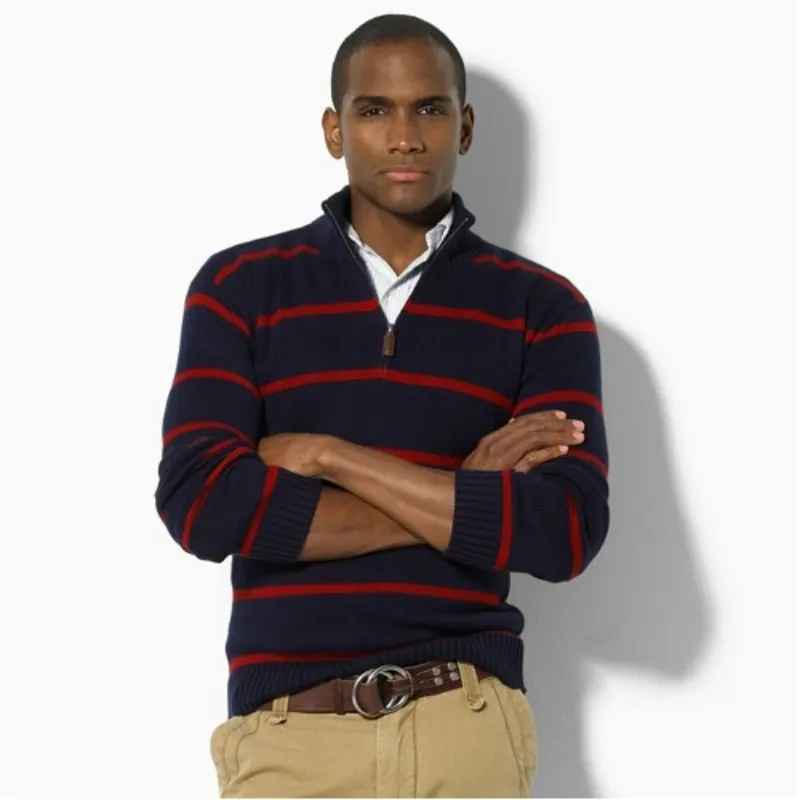 Maglione polo invernale da uomo 2024, in pile, spesso, con mezza cerniera, collo alto, caldo, aderente, casual_voghion.com