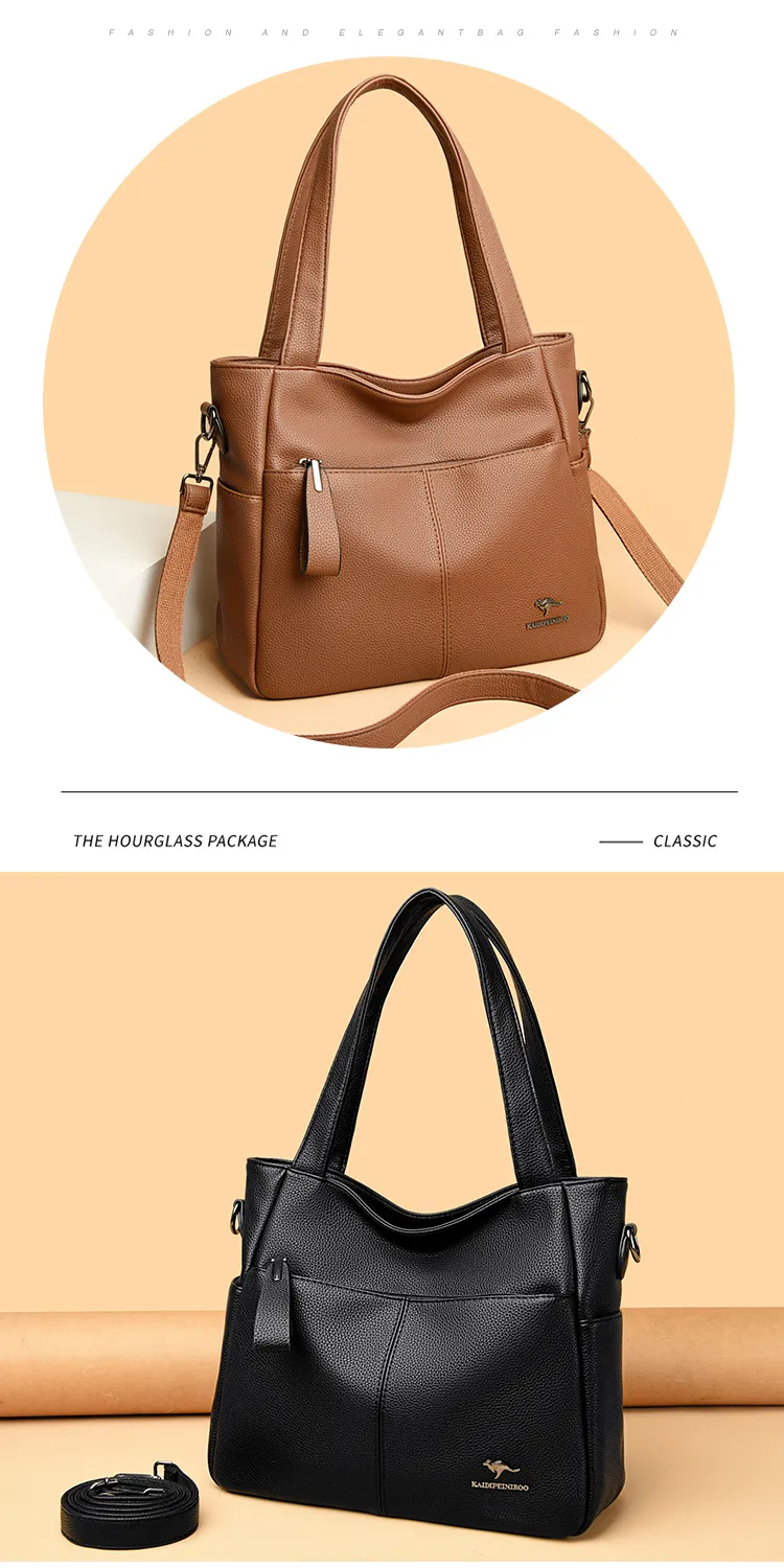 Hochwertige weiche Leder-Schulter-Umhängetaschen für Frauen mit großer Kapazität Tasche Marke Designer Casual Handtasche Sac A Main_voghion.com