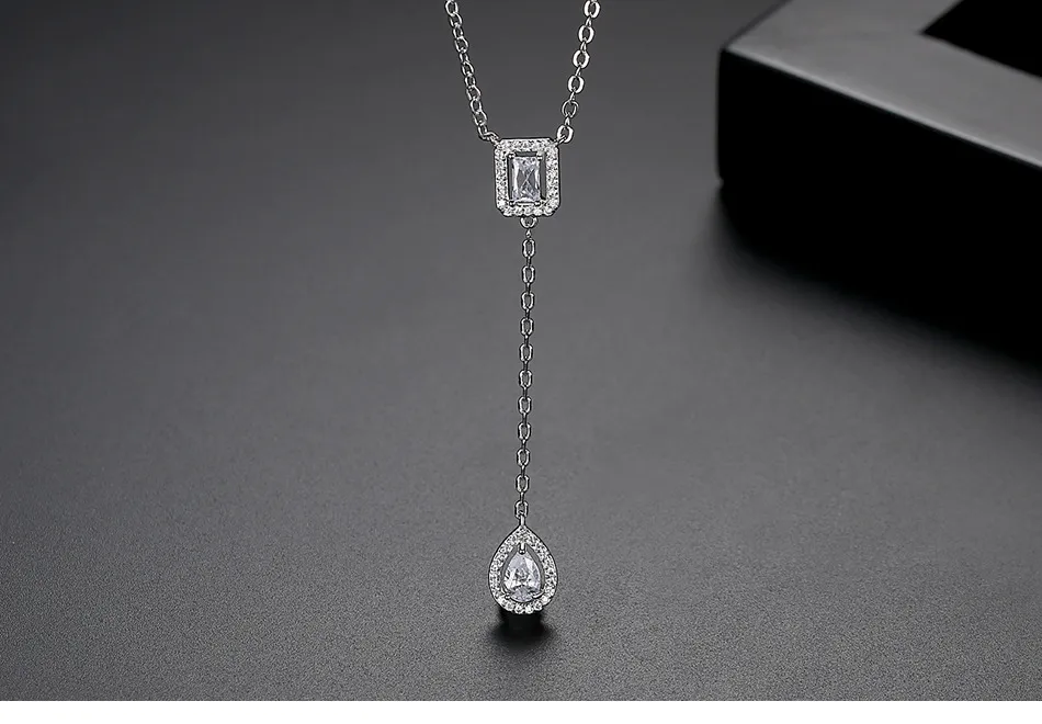 Collana con ciondolo di design per donna in rame placcato oro con set di zirconi AAA, goccia d'acqua, gioielli per feste di nozze, spedizione gratuita_voghion.com