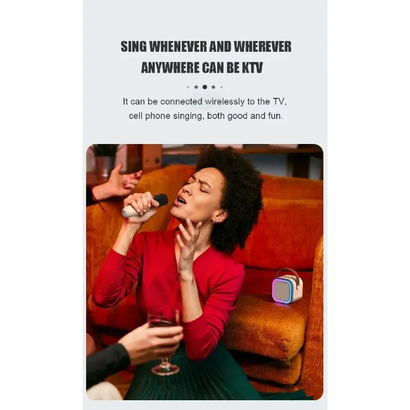 K12 Karaoke Hine Portable Bluetooth 5.3 PA Speaker System With 1-2 Wireless Microphones Home Family Singing Kids Xmas_voghion.com