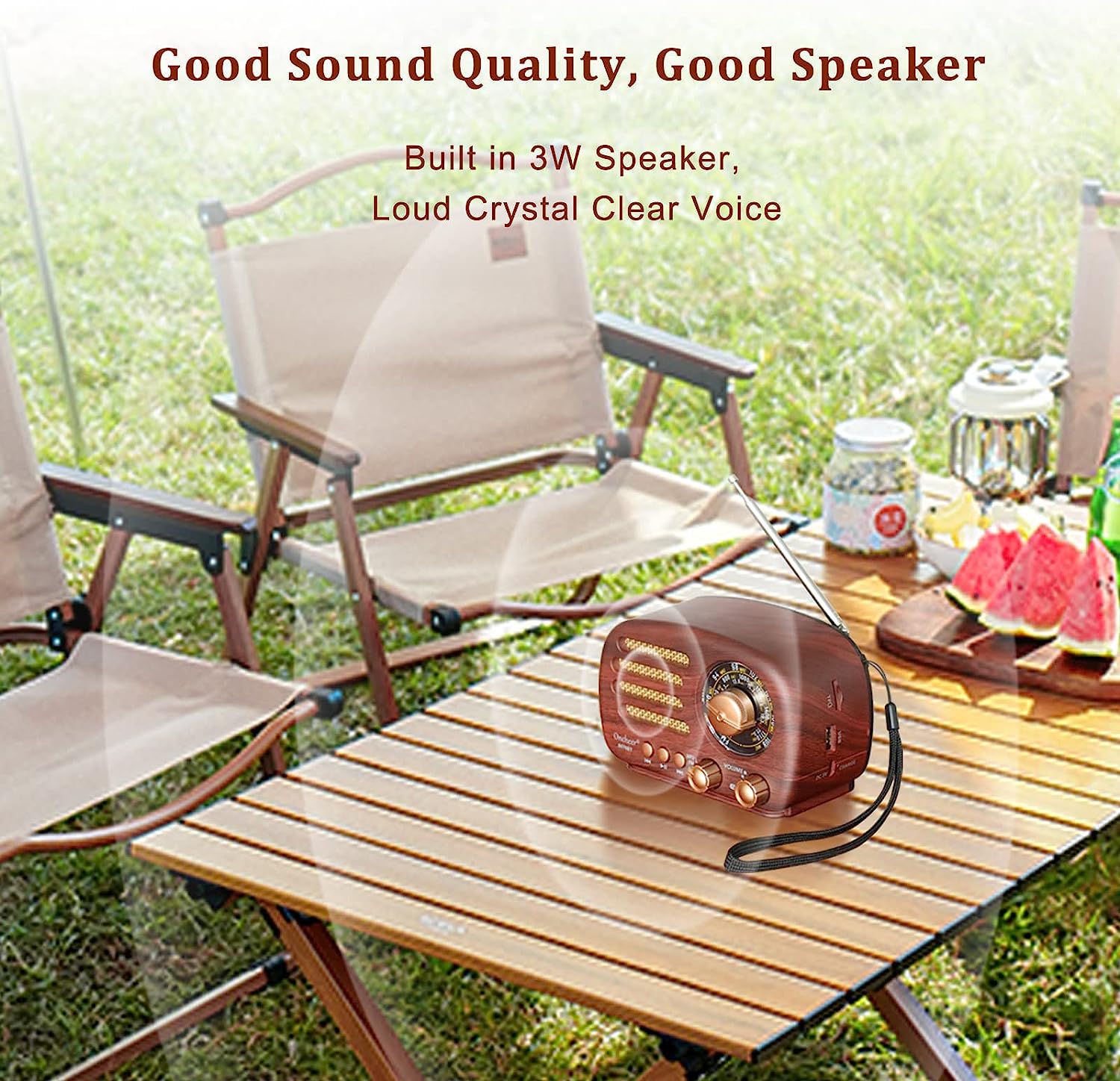 Radio Portable Vintage Radio Retro Bluetooth Speaker, FM/AM/SW Old Fashion Classic Style, Adjustable Antenna, Rechargeable Battery Powered & USB _voghion.com
