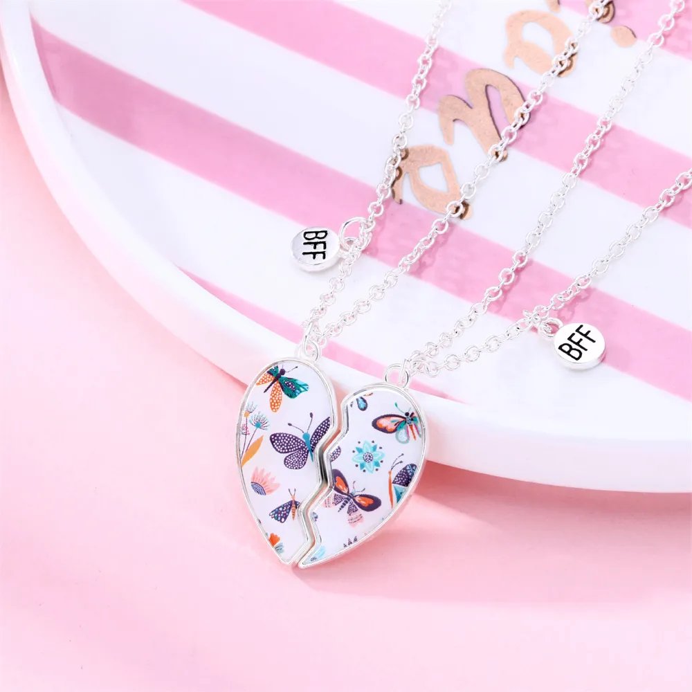Collane con ciondolo Collana magnetica a forma di cuore alla moda per bambine e ragazze Catena con clavicola rotta alla moda coreana BFF Friends_voghion.com