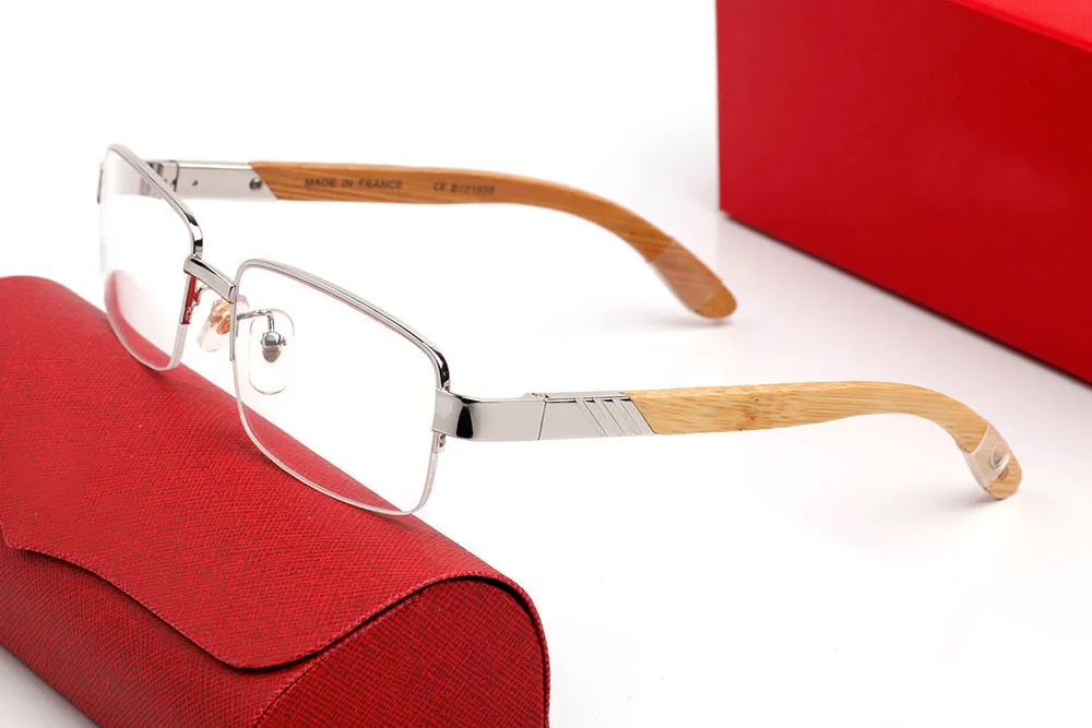 Lunettes de soleil carrées classiques pour hommes et femmes, montures optiques de marque, verres transparents, métal doré, design décoratif, pieds en bois_voghion.com