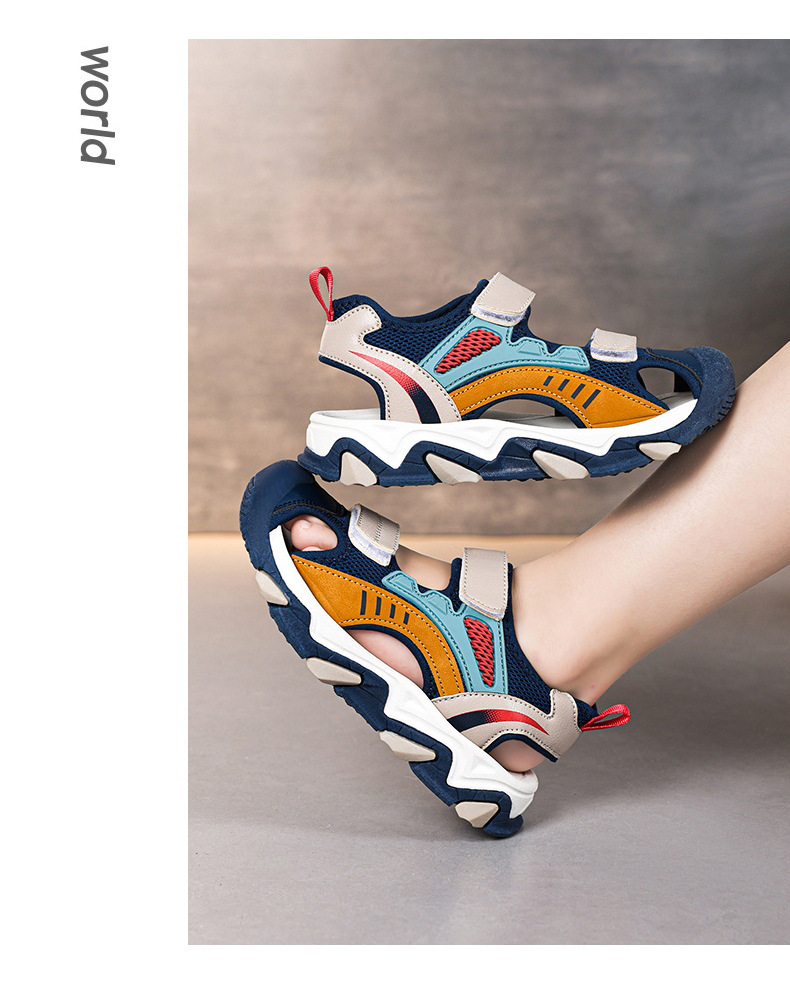 Jungen Sommer 2024 Neue Atmungsaktive kinder Stirnband Sandalen und Hausschuhe mit Drehbaren Knopf für Externe Tragen von_voghion.com