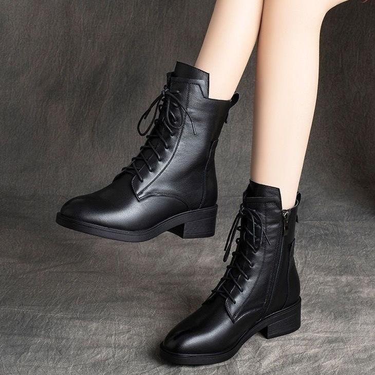 Bottes d'hiver en cuir Hundred à talon moyen