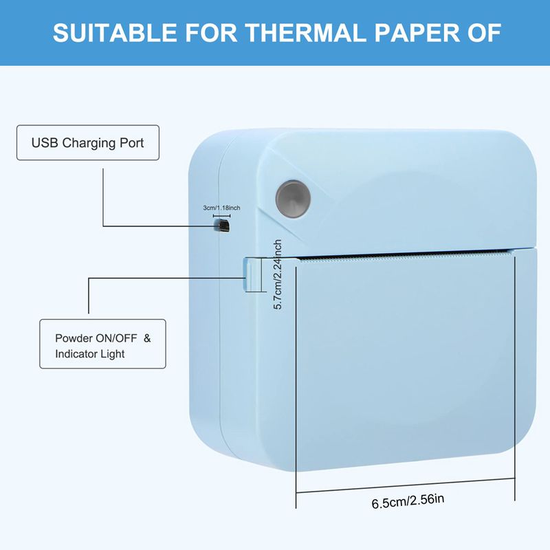 Pocket Mini Portable Wireless BT Thermal Photo Printer , Inkless Printing Gift Study Notes Label Receipt With 11 rolls_voghion.com