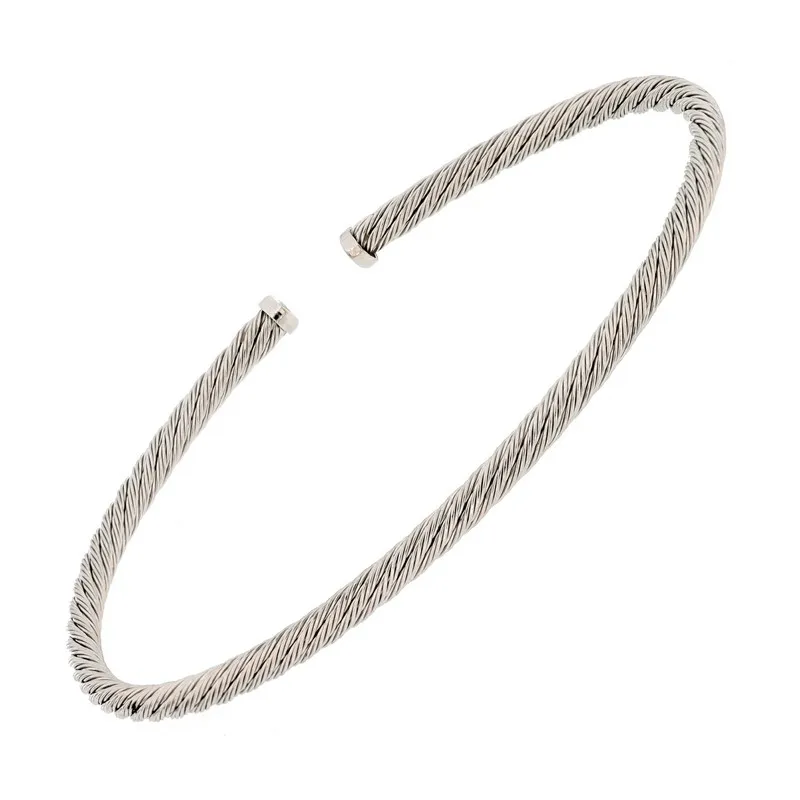 Modeschmuck Made in Italy, Armreif mit Kabelschlauch, Geschenk für Frau, Schmuckstück, weiß rhodiniert_voghion.com