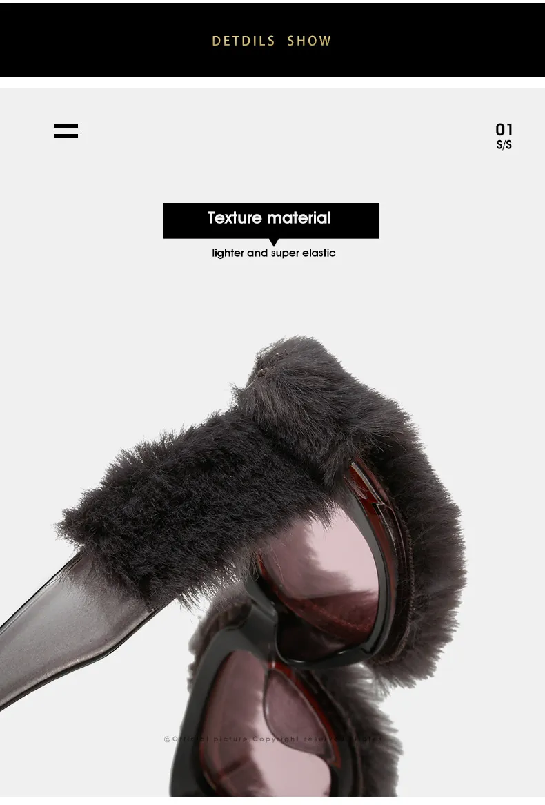 Furry Rectangle Sunglasses For Women Trendy Stylish Winter Shades_voghion.com