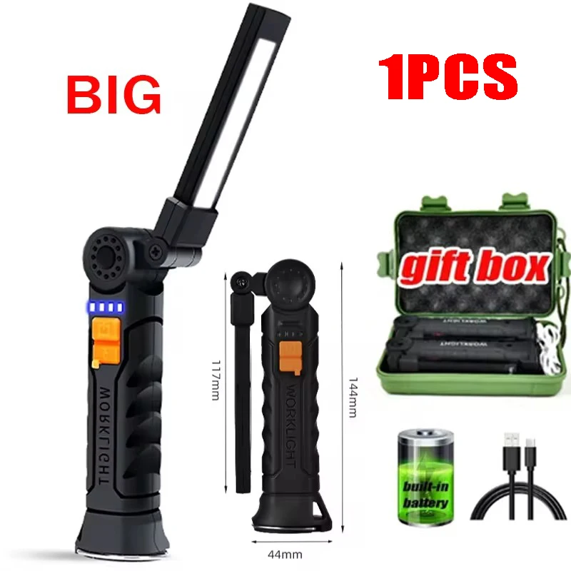 Lampe torche LED rechargeable avec 4 modes d'éclairage, aimant et crochet de fixation, idéale pour le camping et les activités de plein air._voghion.com