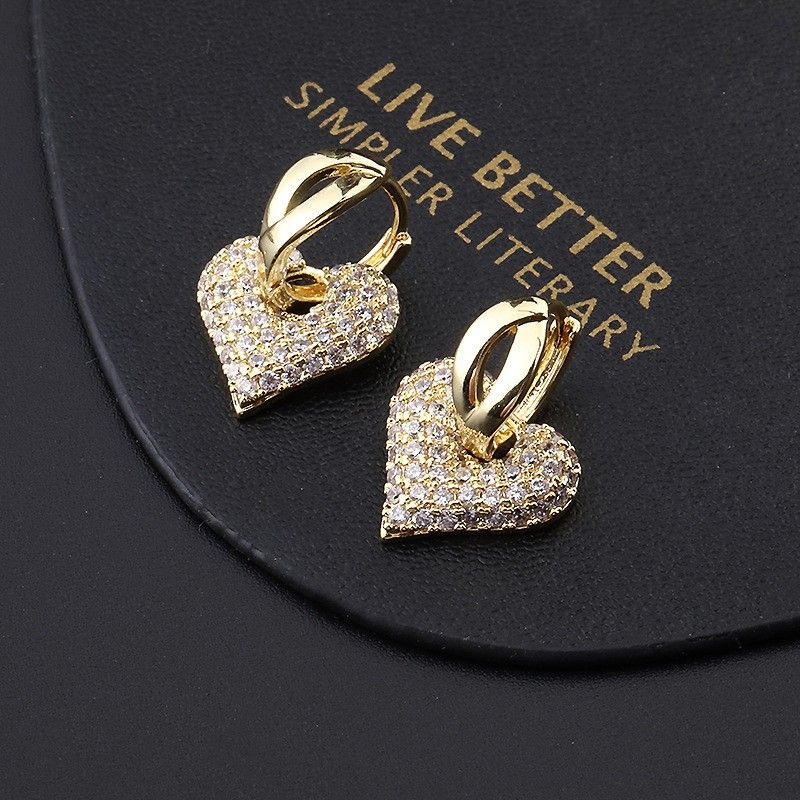 Women's Vintage-Inspired Copper Zircon - Minimalist Geometric Dangle Earrings_voghion.com