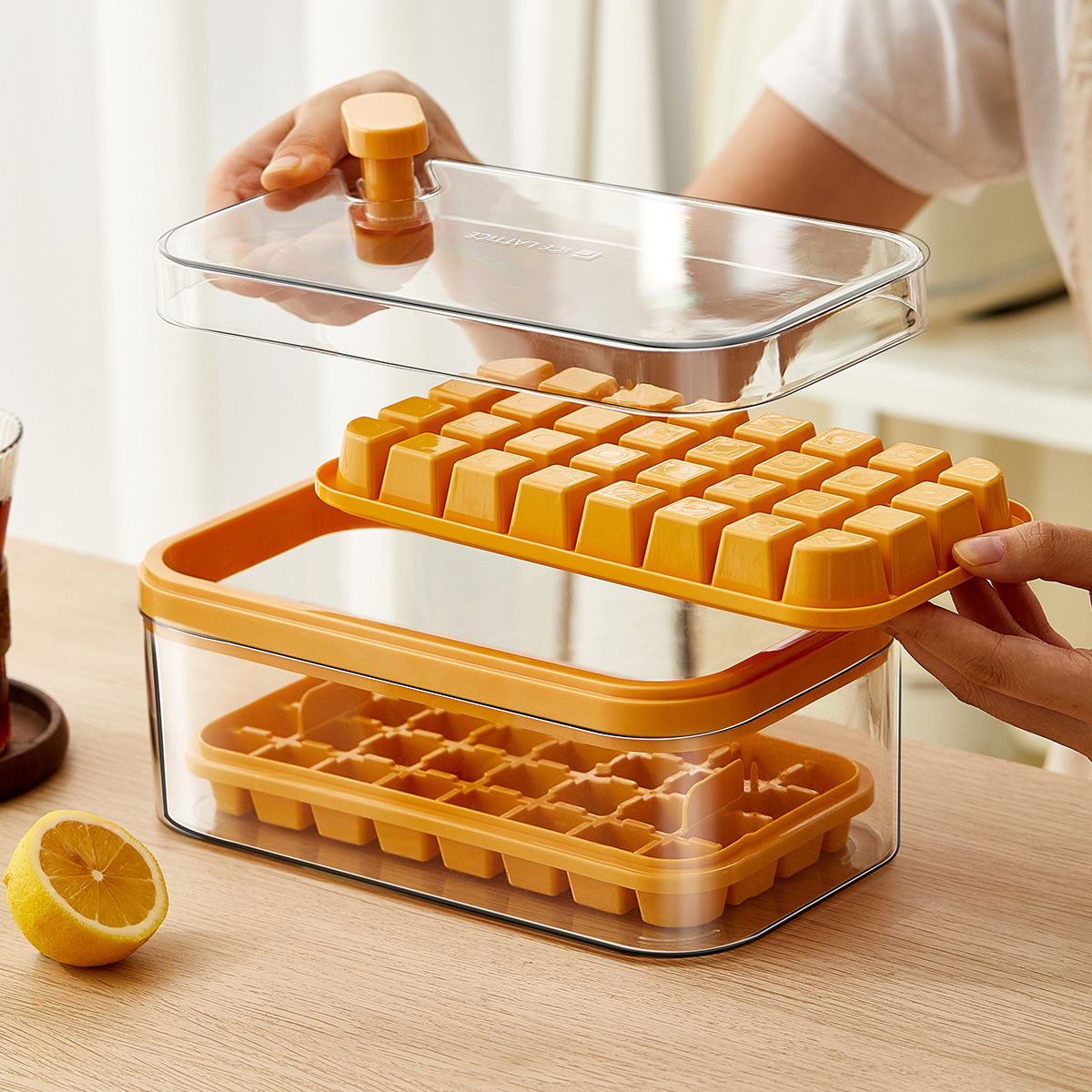Ice Ball Maker Press Type Silicone Ice Buckets With Lid Molds Ice Cube Trays Wisky Round Ice Ball Box Kitchen Gadget Accessories_voghion.com