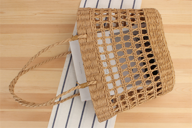 Borsa scavata a mano in paglia, borsa a tracolla per le vacanze, borsa da donna casual da spiaggia Mori_voghion.com