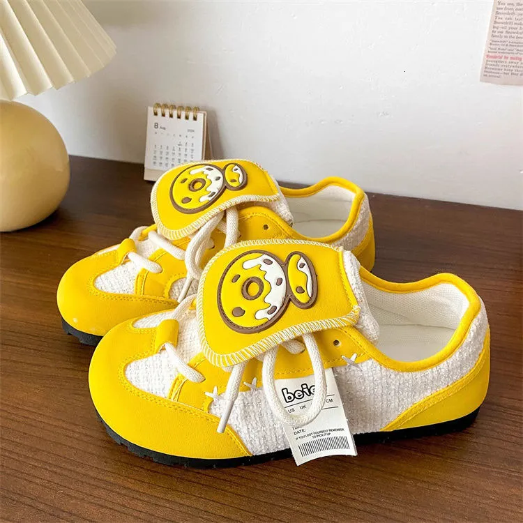 Summer Milk Yellow Puff For Girls Cute Breathable Flat Bottom German Training 2024 New White Shoes With Height Less Than_voghion.com