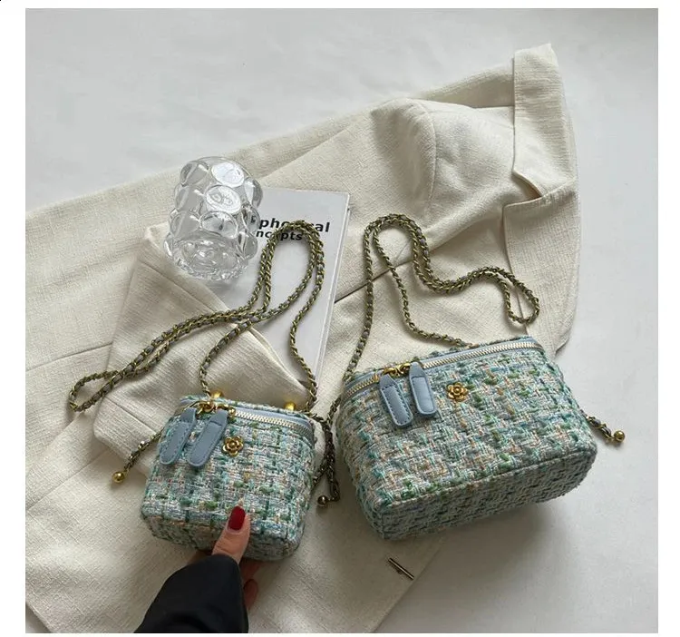 ELLOVADO Mini Dia Pattern Chain Shoulder Square Bag per donna Borse a tracolla alla moda Sac A Main Femme Viola 240725_voghion.com