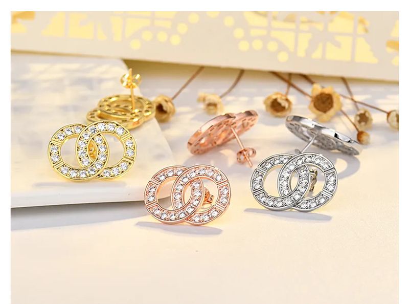 Boucles d'oreilles haut de gamme en zircon plaqué or pour femme, style célébrité d'Internet_voghion.com
