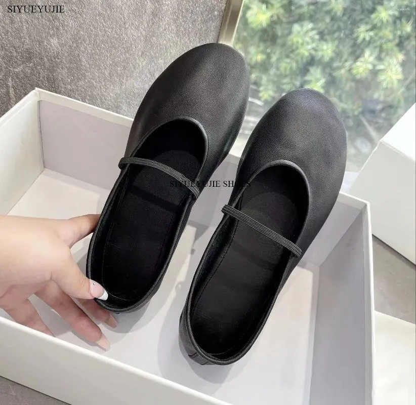 Casual Schuhe Marke Echtes Leder Echte Ballerinas Frauen Schwarz Chic Gummiband Mary Jane BALLERINA Hohe Qualität_voghion.com