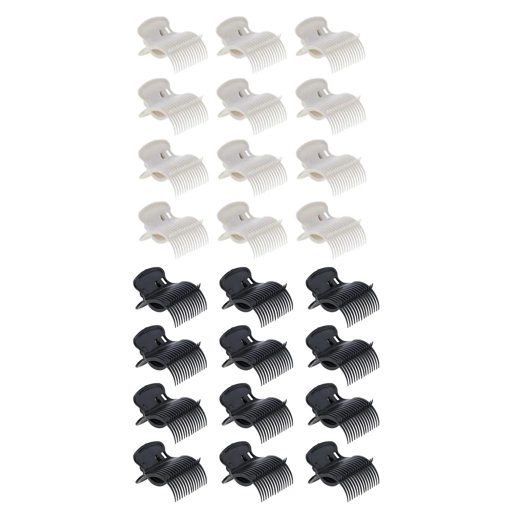 12 teile/los Kunststoff Heißer Roller Super Clips Curler Klaue Klemmen Für Frauen Weiß Schwarz Farbe Haar Zubehör_voghion.com