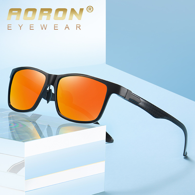 Aolong Nuovi occhiali da sole polarizzati in alluminio e magnesio, colorati, in fibra di carbonio, per uomo e donna, alla moda, con cambio colore notturno_voghion.com