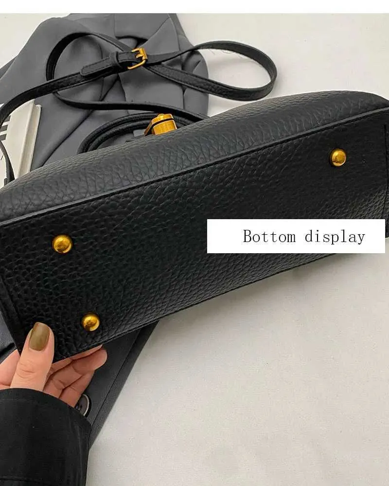 Clássico Preto PU Grande Capacidade 2024 Feminino Alta Qualidade Requintado Fivela de Fecho Bolsas Crossbody Casual Versátil_voghion.com
