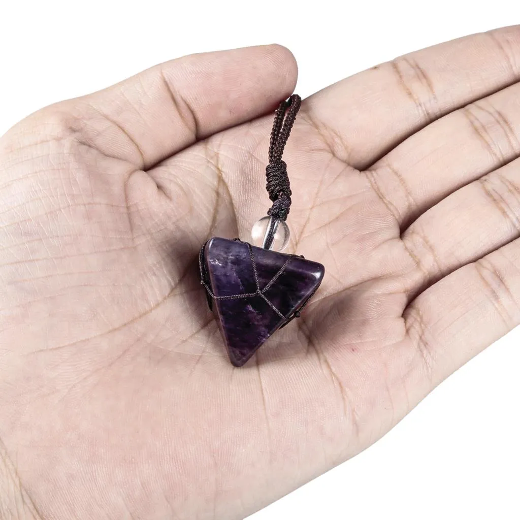 Ogrlice z obeski Healing 7 Chakra Crystal Stone Ogrlica iz naravnih dragih kamnov v obliki piramide z nastavljivo vrvico Ženske Moški_voghion.com