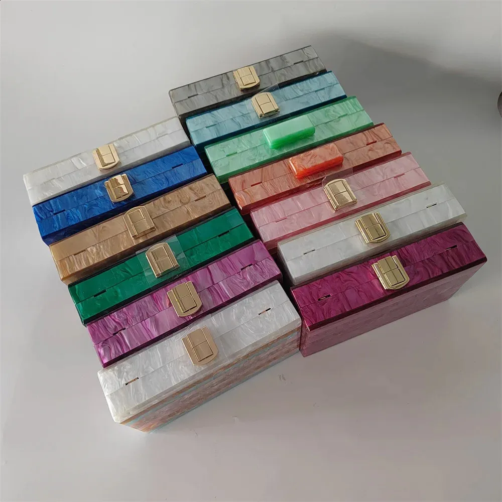 Mange slikperle marmorstribet akrylmateriale skulder messenger aftenboks clutches bryllupsfest dame pung håndtaske_voghion.com