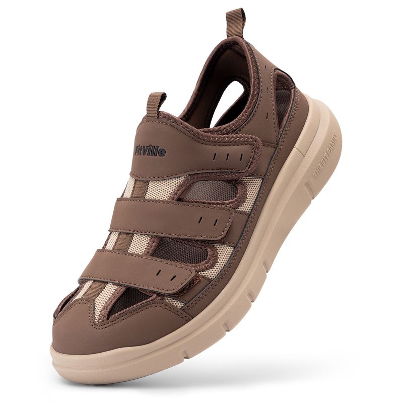 FitVille Herrsandaler Breddade Diabetes Herr Fritidsskor Lätta för Plantar Fasciitis Bågstöd Lindring Smärta_voghion.com