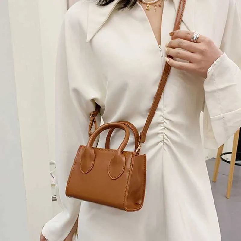 Retro Mini Square Handbag For Women Pu Leather Shoulder Messenger_voghion.com