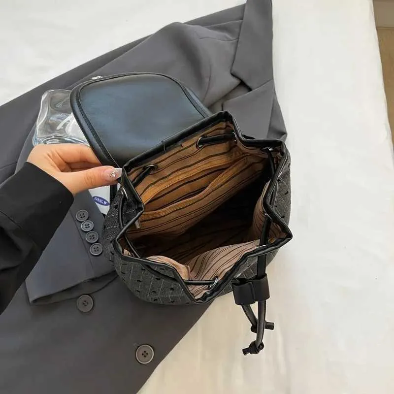 Ny Mode Retro Oxford Ryggsäck Dam Mini Rutig Rosett Hjärtbroderi Ryggsäckar Y2K Söt Mångsidig Liten Dragkedja_voghion.com