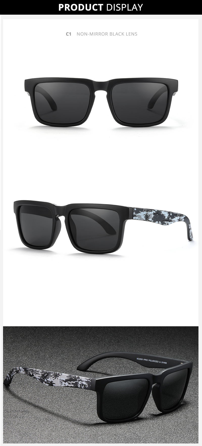 KDEAM Occhiali da sole polarizzati colorati con vera pellicola Occhiali da sole casual con scatola Occhiali alla moda colorati KD2501PRO_voghion.com