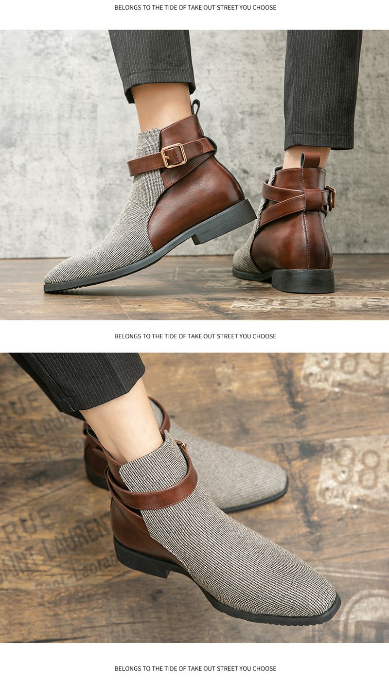 Große High-Top-Schuhe, trendige Lederstiefel für Herren in koreanischer Version, personalisierte britische Freizeitstiefel mit Schnalle_voghion.com
