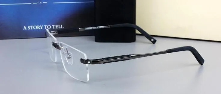 New Design Rimless Glasses Wide Spectacle Men Square Eyeglasses Frames 0349 Titanium Glasses Prescription Lens Optical_voghion.com