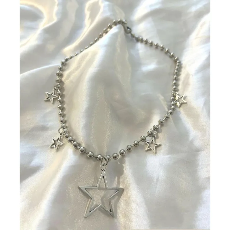 Ketten Perlen Kette Hohl Stern Schlüsselbein Stilvolle Elegante Fringe Halskette Geschenk N2UE_voghion.com
