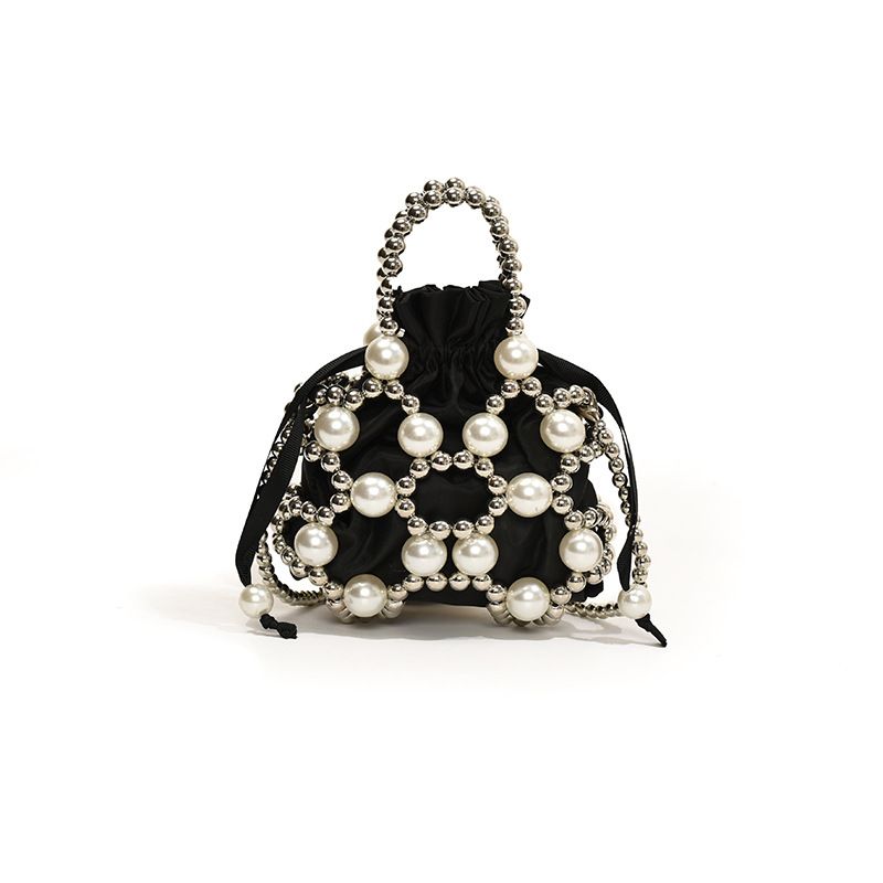 For Women Pearl Handbag Beaded Crossbody Fashion Light Mobile Phone Bucket Shoulder Bag_voghion.com