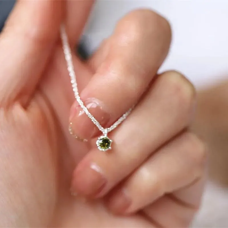 Ketten Moud Gréng Zirkon Charm Anhänger Halskette Fir Fraen Schléissebeen Kette Bijouen Kaddo Choker E058_voghion.com