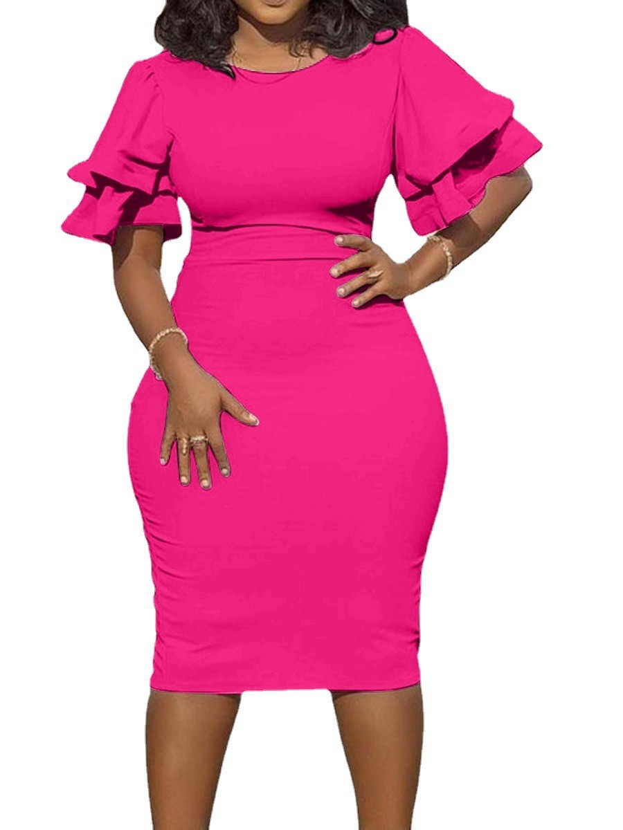 Schlankes, einstufiges Pendlerkleid für Damen in Übergröße_voghion.com