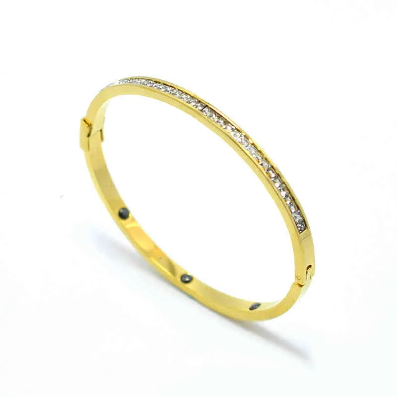 Classic Brand Thin Row Cubic Zircon Crystals Bracelets & Bangles For Women Stainless Steel Lover Pulseiras Wedding Gift_voghion.com