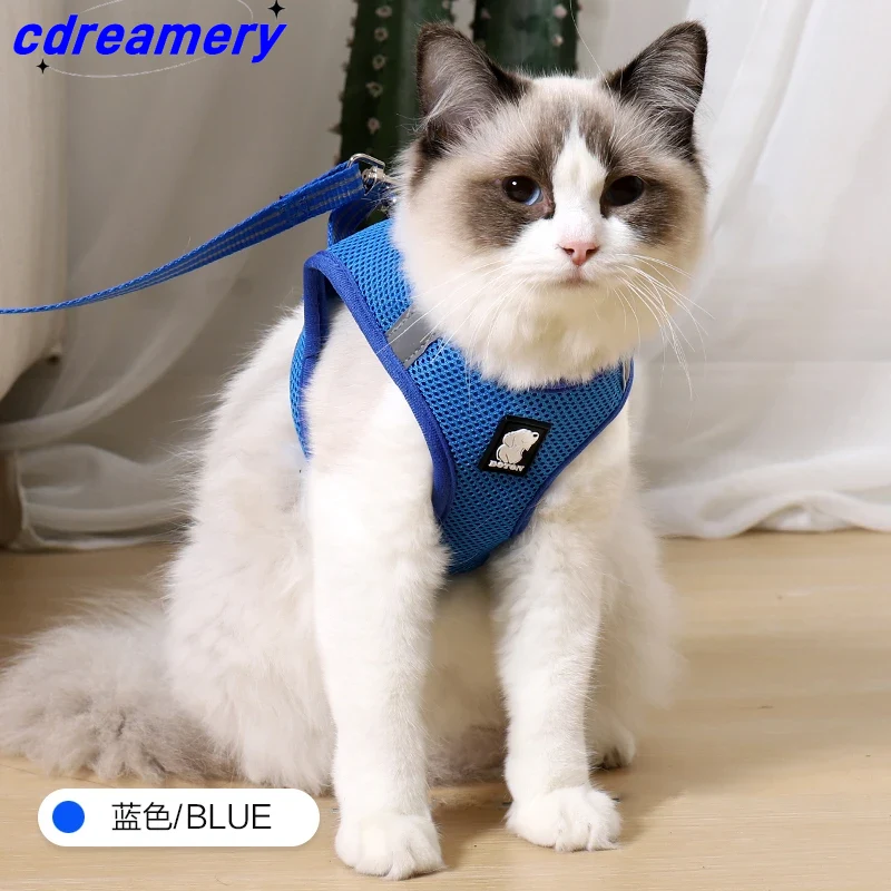 Arnés para gatos, correa de malla suave, transpirable, reflectante, ajustable, para pasear perros y gatitos, accesorios para gatos._voghion.com