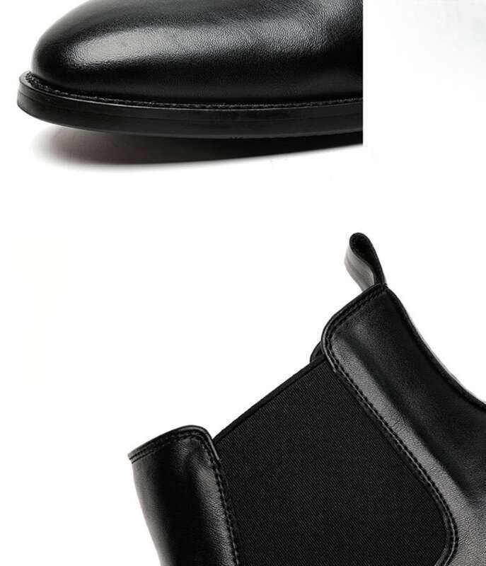 Black England Men's High Top Simple Luxury Casual Business Formal Pointed Toe Leather Boots_voghion.com