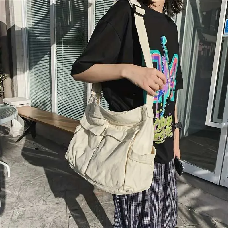 Borsa a tracolla vintage in tela da donna, per adolescenti, borsa a tracolla casual da donna, borsa a mano, borsa a tracolla C241022_voghion.com