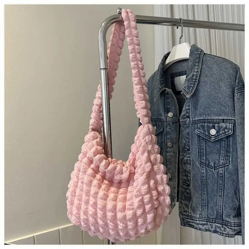 Borsa a tracolla tinta unita grande capacità borsa a mano trapuntata imbottita sotto le ascelle borsa per scarpe Y241026_voghion.com