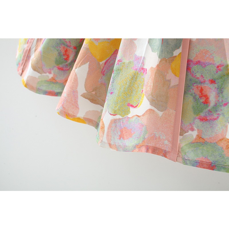 Summer New Colorful Flower Sleeveless Baby Girl Dress Solid Color Small Flying Sleeves Beach Party Children's Clothing Send Hat (0-3 Years Old)_voghion.com