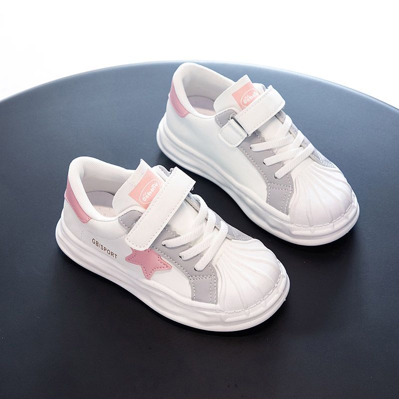 Children's shell head dissoing boys little white sneakers 2024 spring and autumn new girls leather sports board shoes_voghion.com