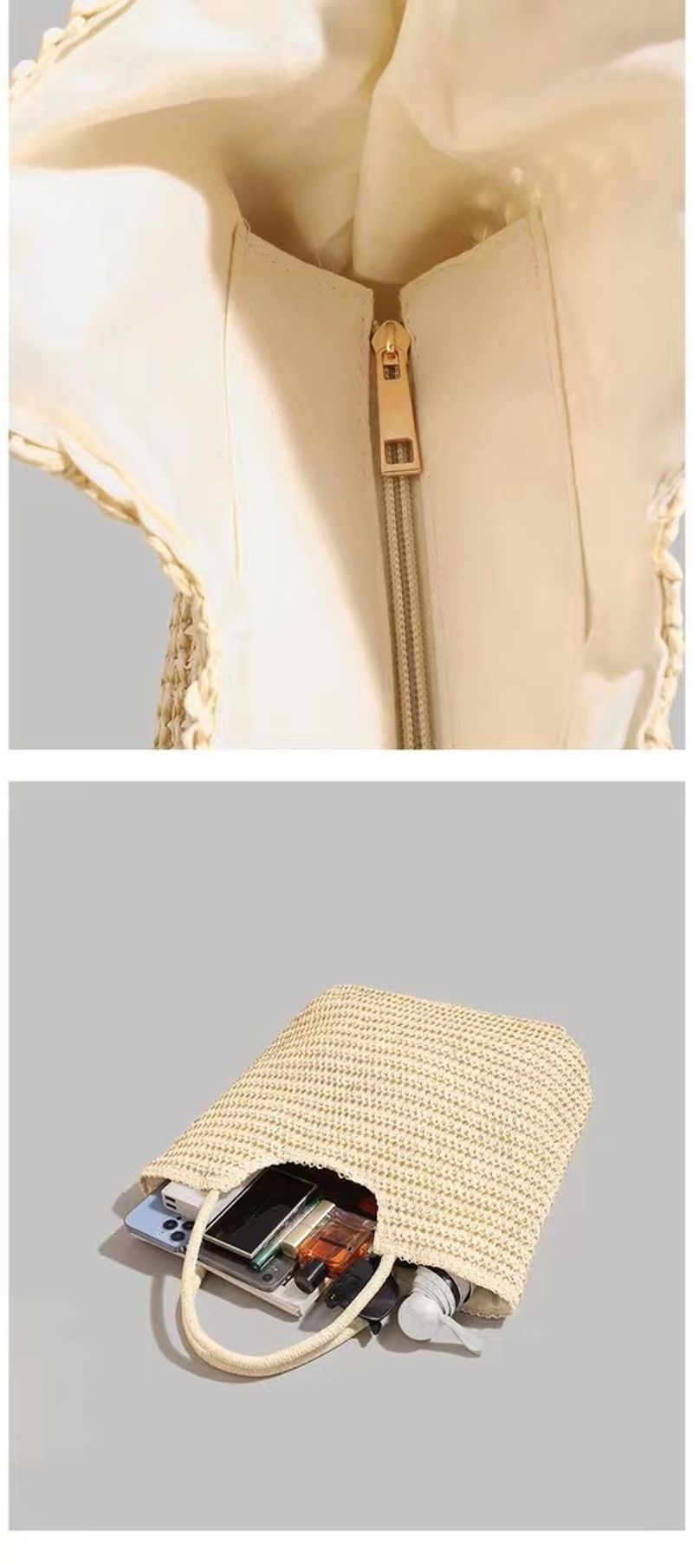 Sommer neue modische One-Shoulder-Gras gewebte Tasche, lässige Damentasche, Strandtasche, Damen vielseitige Damentasche_voghion.com